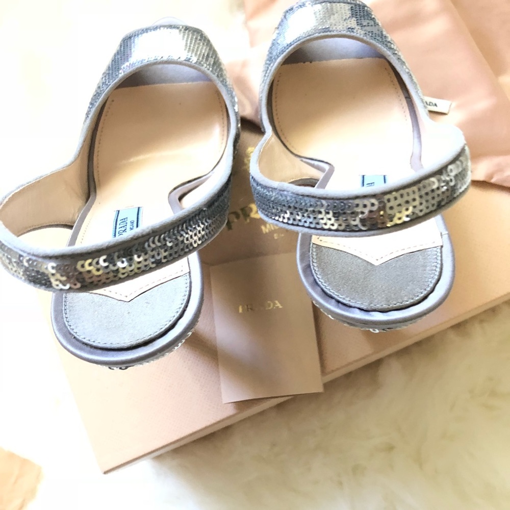 ❌SOLD❌ Prada Sequin Embellished Peep Toe Heels - Picture 7 of 8